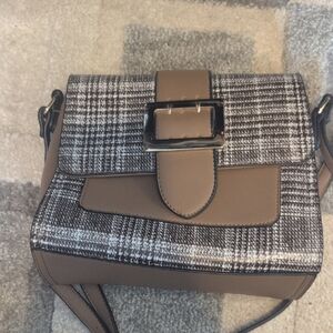 Elegant Brown and Black Checkered Women's Bag